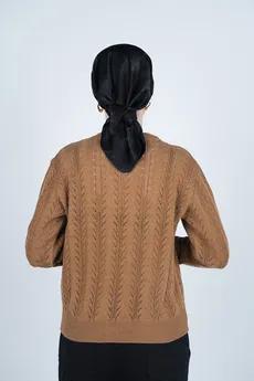 بافت آستین بلند یقه گرد زنانه 