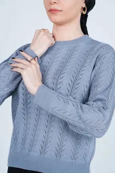 بافت آستین بلند یقه گرد زنانه 