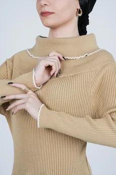 بافت آستین بلند یقه ایستاده زنانه  