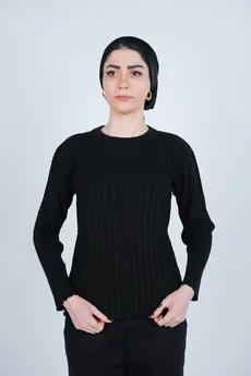 بافت یقه گرد آستین بلند زنانه 