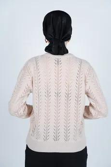 بافت آستین بلند یقه گرد زنانه