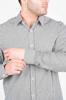 پیراهن آستین بلند یقه برگردان راه راه مردانه