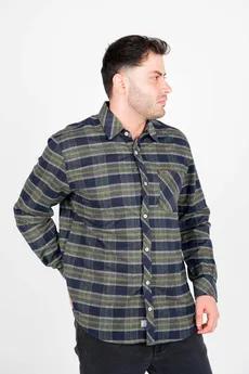 پیراهن آستین بلند پشمی یقه برگردان چهارخانه مردانه 