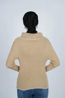 بافت آستین بلند یقه ایستاده زنانه  