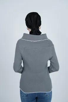 بافت آستین بلند یقه ایستاده زنانه  