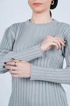 بافت یقه گرد آستین بلند زنانه 