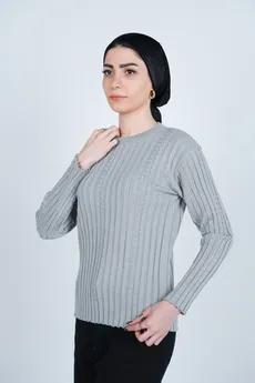 بافت یقه گرد آستین بلند زنانه 