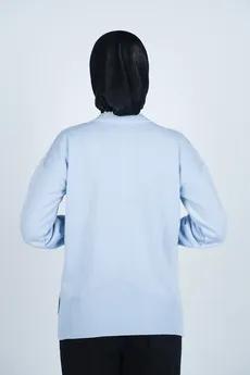 بافت یقه گرد آستین بلند جیب دار زنانه 