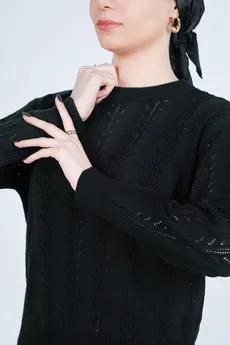 بافت آستین بلند یقه گرد زنانه 