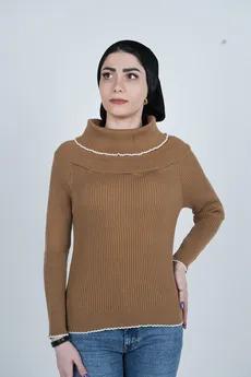 بافت آستین بلند یقه ایستاده زنانه 