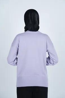 بافت یقه گرد آستین بلند جیب دار زنانه 