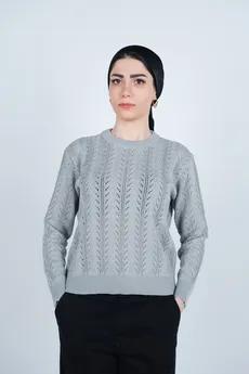 بافت آستین بلند یقه گرد زنانه 