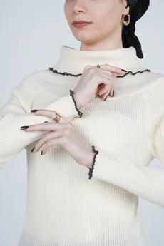 بافت آستین بلند یقه ایستاده زنانه  