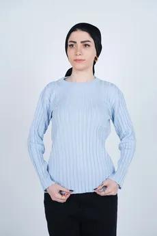 بافت یقه گرد آستین بلند زنانه  