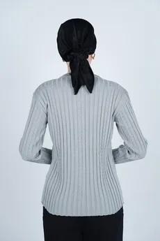 بافت یقه گرد آستین بلند زنانه 