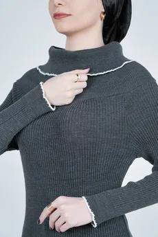 بافت آستین بلند یقه ایستاده زنانه  