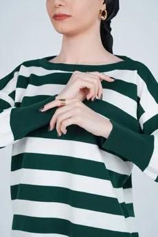 بافت آستین بلند یقه گرد راه راه زنانه 