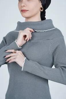 بافت آستین بلند یقه ایستاده زنانه  