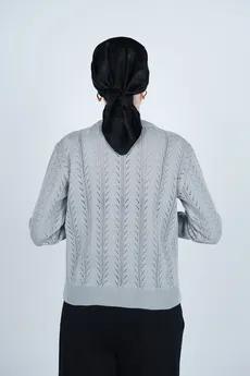 بافت آستین بلند یقه گرد زنانه 