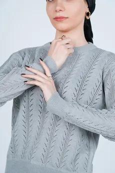 بافت آستین بلند یقه گرد زنانه 