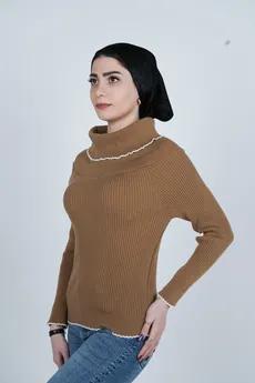 بافت آستین بلند یقه ایستاده زنانه 