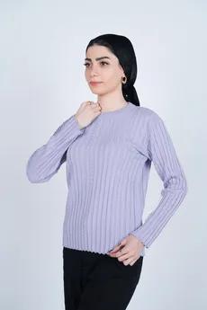 بافت یقه گرد آستین بلند زنانه  