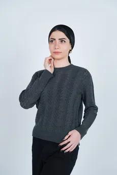 بافت آستین بلند یقه گرد زنانه