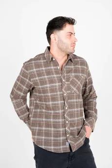 پیراهن آستین بلند پشمی یقه برگردان چهارخانه مردانه 