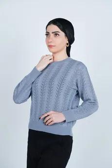 بافت آستین بلند یقه گرد زنانه 