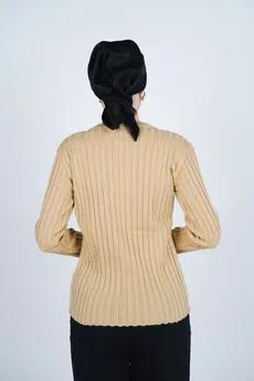 بافت یقه گرد آستین بلند زنانه  