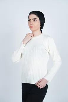 بافت یقه گرد آستین بلند زنانه  