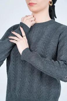 بافت آستین بلند یقه گرد زنانه