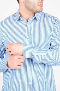 پیراهن آستین بلند یقه برگردان راه راه مردانه