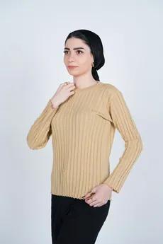 بافت یقه گرد آستین بلند زنانه  