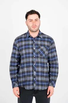 پیراهن آستین بلند پشمی یقه برگردان چهارخانه مردانه 