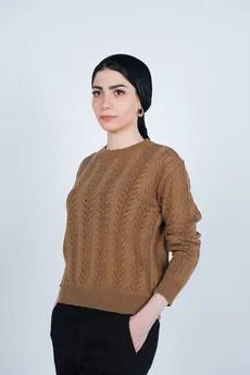 بافت آستین بلند یقه گرد زنانه 