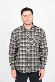 پیراهن آستین بلند پشمی یقه برگردان چهارخانه مردانه