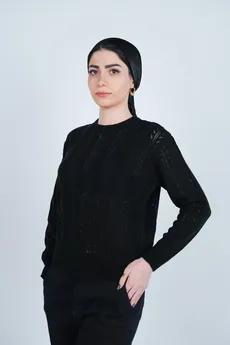 بافت آستین بلند یقه گرد زنانه 