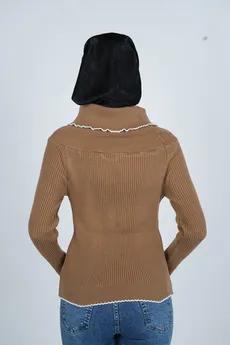 بافت آستین بلند یقه ایستاده زنانه 