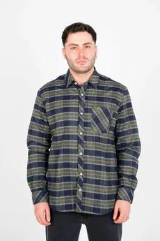 پیراهن آستین بلند پشمی یقه برگردان چهارخانه مردانه 