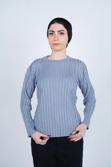 بافت یقه گرد آستین بلند زنانه  