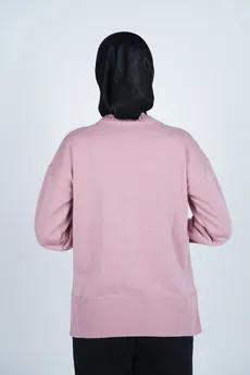 بافت یقه گرد آستین بلند جیب دار زنانه 