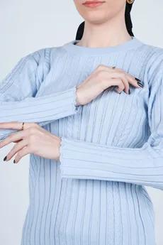 بافت یقه گرد آستین بلند زنانه  