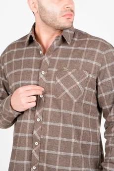 پیراهن آستین بلند پشمی یقه برگردان چهارخانه مردانه 