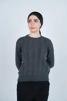 بافت آستین بلند یقه گرد زنانه