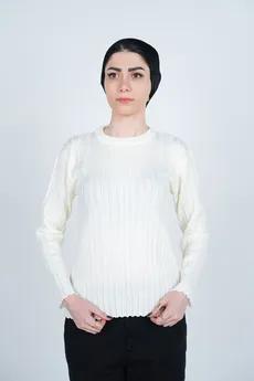 بافت یقه گرد آستین بلند زنانه  