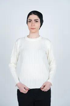 بافت یقه گرد آستین بلند زنانه  