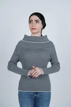 بافت آستین بلند یقه ایستاده زنانه  