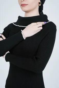 بافت آستین بلند یقه ایستاده زنانه  