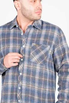 پیراهن آستین بلند پشمی یقه برگردان چهارخانه مردانه 